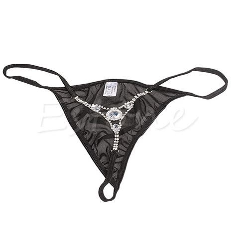 Women Rhinestone G String Underwear Sexy Toy Thongs T Back Panty Briefs