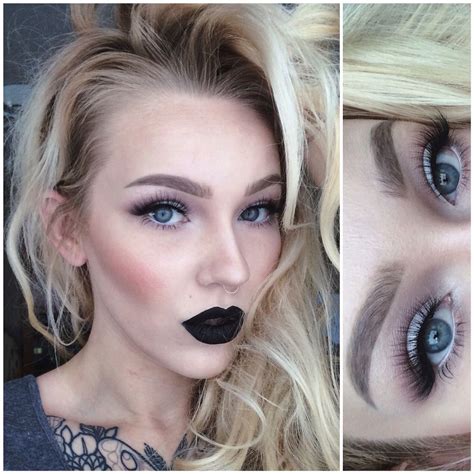 Black Lipstick Paired With Soft Eyes And Mink Lashes Black