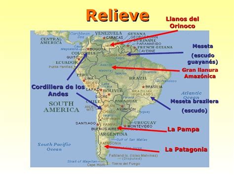 Relieve América Del Sur Mapa De America America Del Sur Grandes