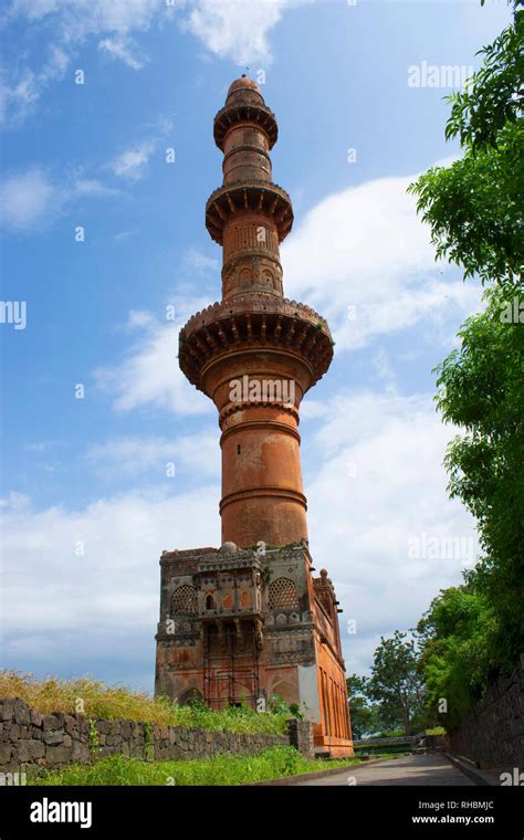 Chand Minar Minaret Facade At Daulatabad Maharashtra India Stock