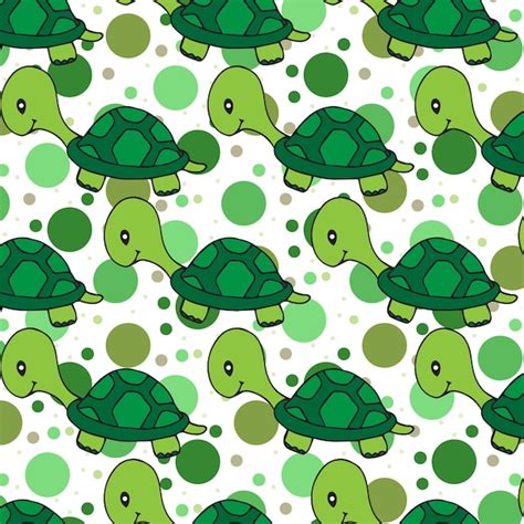 Premium Vector Seamless Cute Turtle Pattern Vector Illustration