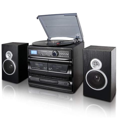 Trexonic Shelf Stereo System With Cd Turntable Dual Cassette Player
