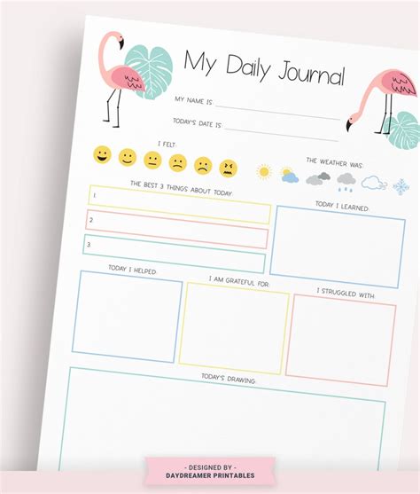 Kids Daily Journal Printable Journal For Kids Diary For Etsy Singapore