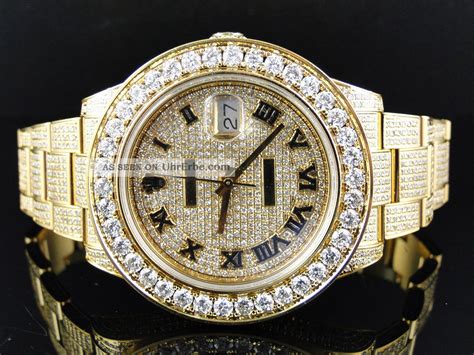 herren armbanduhr rolex date just ii 2 mit echten diamanten 45mm gelbgold