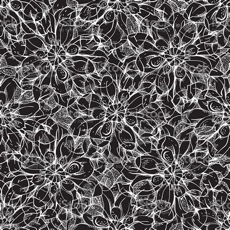 Monochrome Abstract Floral Seamless Pattern Stock Illustration ...