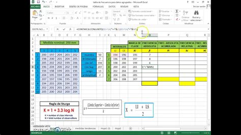 Tabla De Frecuencia Para Datos Agrupados En Intervalos Con Excel