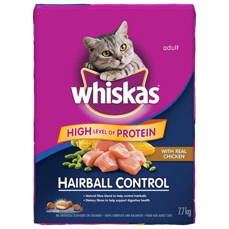Nutrition to help avoid hairball formation for cats. Whiskas Hairball Control Adult Dry Cat Food | Walmart.ca