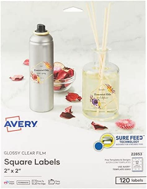 Avery Printable Blank Square Labels 2 X 2 Glossy Crystal Clear 120