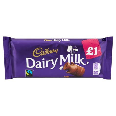 Cadbury Dairy Milk £1 Chocolate Bar 120g Single Chocolate Bars And Bags