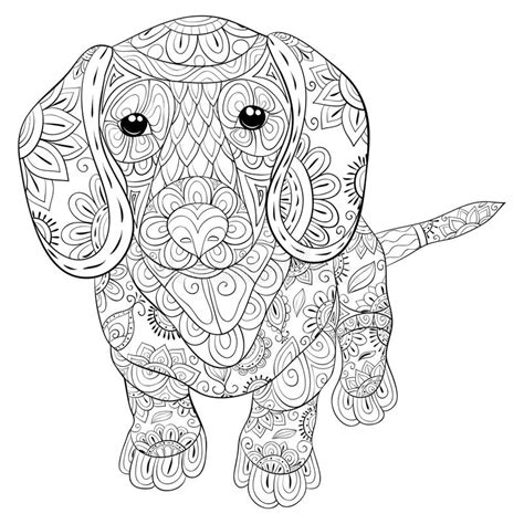 Set 3 of cute dogs vector. Adult Coloring Page A Cute Isolated Dog For Relaxing.Zen ...