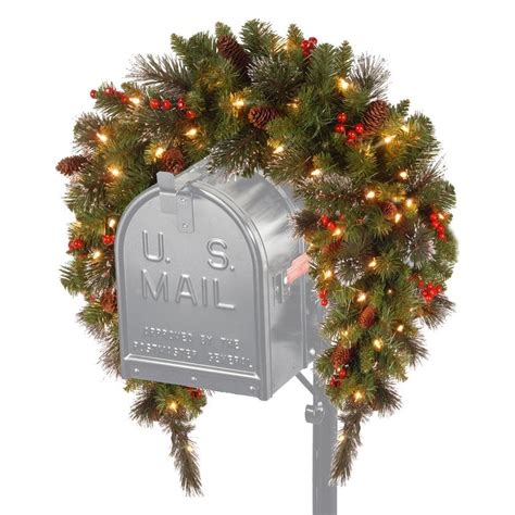 National Tree Company 36 In Pre Lit Crestwood Spruce Mailbox Swag With
