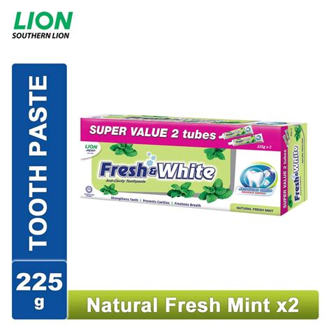 Fresh And White Toothpaste Natural Fresh Mint Super Value Pack 2x225g
