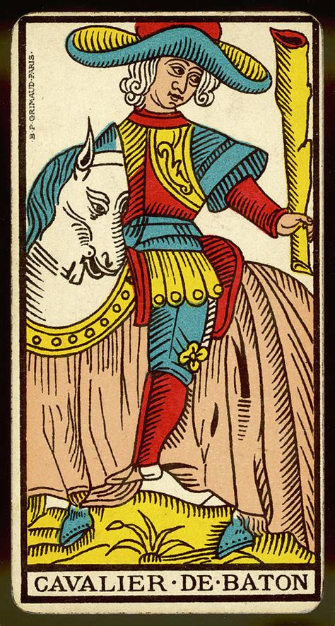 The meaning of the knight of swords tarot card is: Tarot Card - Cavalier De Baton (knight Drawing by Mary ...