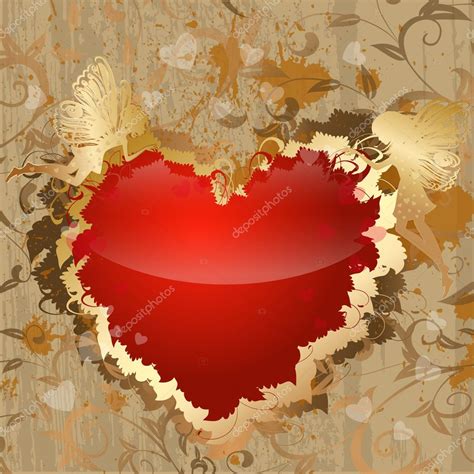 Red And Gold Valentine With The Fairies — Stock Vector © Oksana 8901236