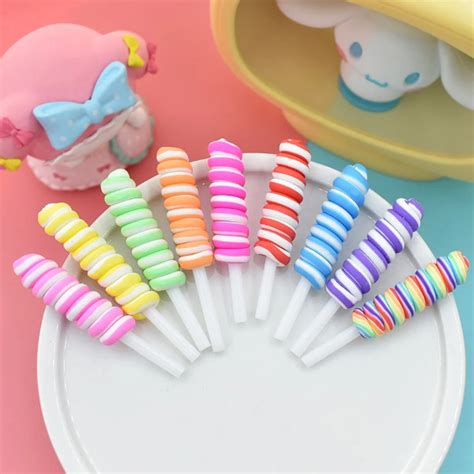 Colorful 10 Pcs Dollhouse Miniature Food Dessert Sugar Lollipops With