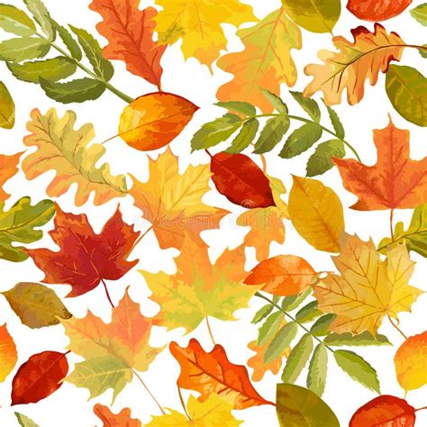 Watercolor Leaves Seamless Autumn Background Stock Illustrations