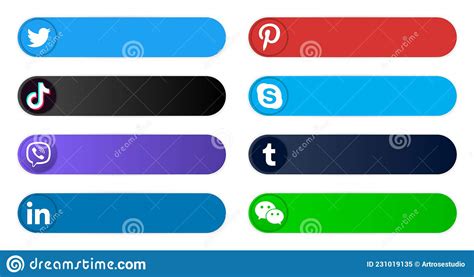 Stickers Set Of Popular Social Media Icons In Different Forms Such As