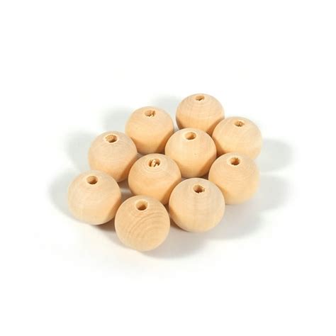 Herchr Wooden Bead 50pcs 20mm Natural Unpainted Round Wooden Beads