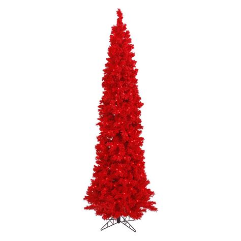 Vickerman Flocked Red Pine Pre Lit Christmas Tree