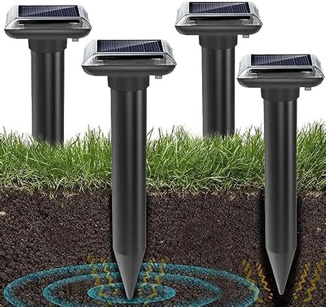 Mole Repellent, 4 Pack Solar Mole Repellent Ultrasonic, Chipmunk