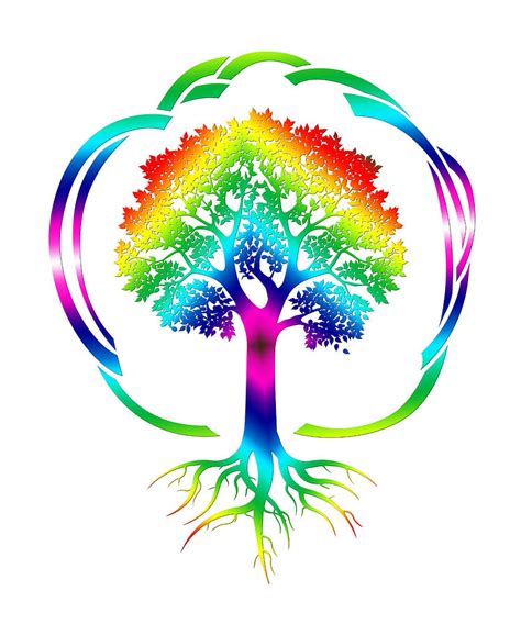 Love A Bright And Colorful Life Rainbow Tree Of Life Drawing By Kanig