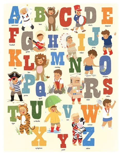 Alphabet Poster Childrens Art Boys Alphabet Art By Kindygarden 3000