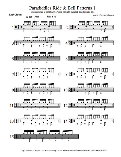 Lesson 1 Contains 15 Paradiddle Beats Sixteenth Note Paradiddles