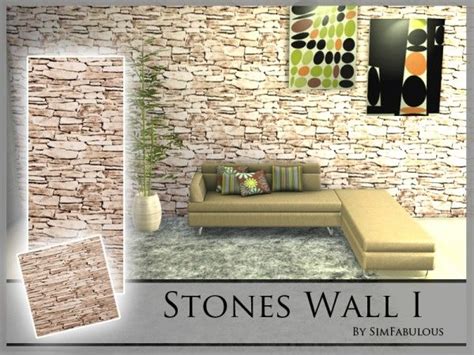 The Sims Resource Stones Wall By Simfabulous • Sims 4 Downloads Sims