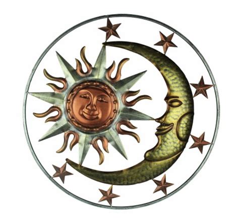 Metal Celestial Sun Moon And Stars Indoor Outdoor 30 Inch Wall Hanging Art Decor Silver
