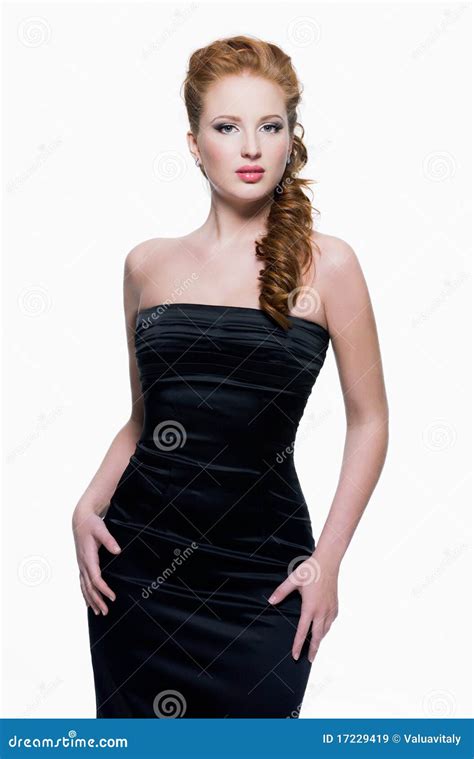 Beautiful Sensual Woman In Black Dress Stock Image Image Of Female