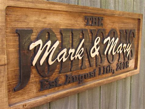 3- D Personalized Carved Wood Sign for Couples - Custom Signs