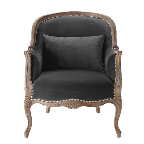 Give your guests the best seat in the house! Fauteuil bergère en velours gris anthracite | Maisons du ...