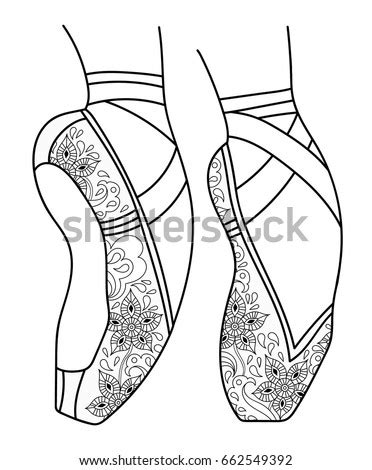 This coloring book includes 3 different pages of pointe ballet. Ballet Shoes Pointe Adult Coloring Book Stock Vector ...