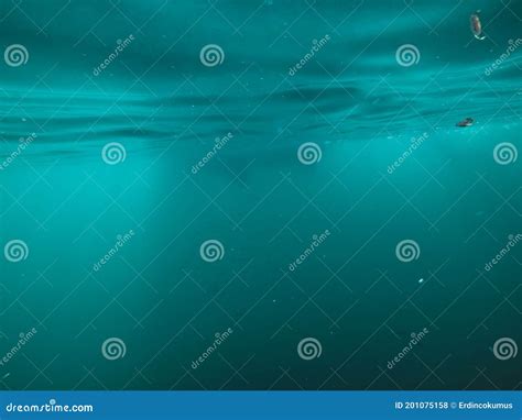 Underwater Texture Shot Blue Sea Water With Sunbeam Stock Photo Image