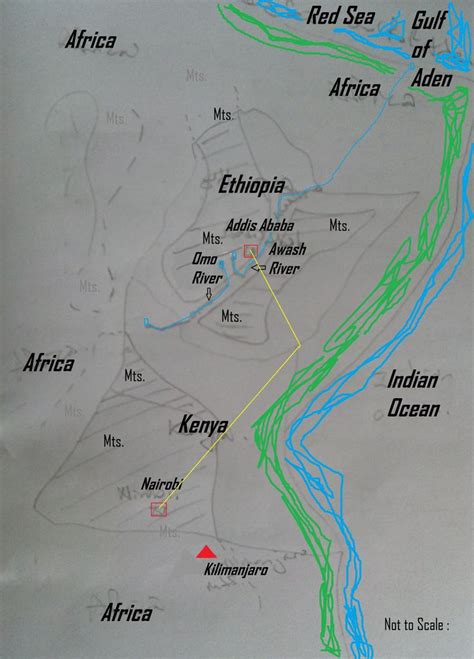 Political map of west africa nations online project. A pencilled map sketching the Ethiopian and Kenyan mountain ranges (road route in yellow ...