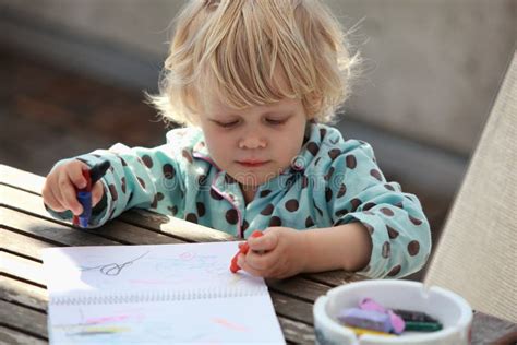 Child Drawing An Abstract Picture Stock Image Image Of Active