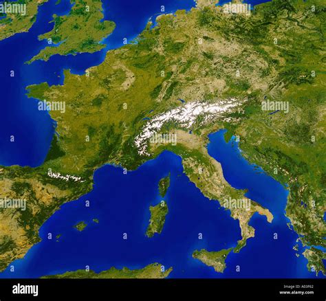 Europa Fotografato Dallo Spazio Dallo Spazio Via Satellite Foto Stock