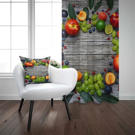 Else Gray Wood Green Leaves Vegetables Fruits 3d Print Living Room