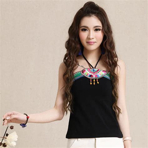 For Patch Embroidery Flower Sexy Women Camisole Tank Crop Top Shirt