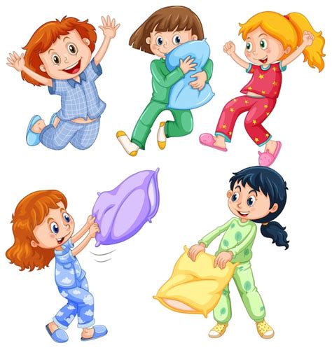 Pajama Party Kids Clip Art Set Ubicaciondepersonascdmxgobmx