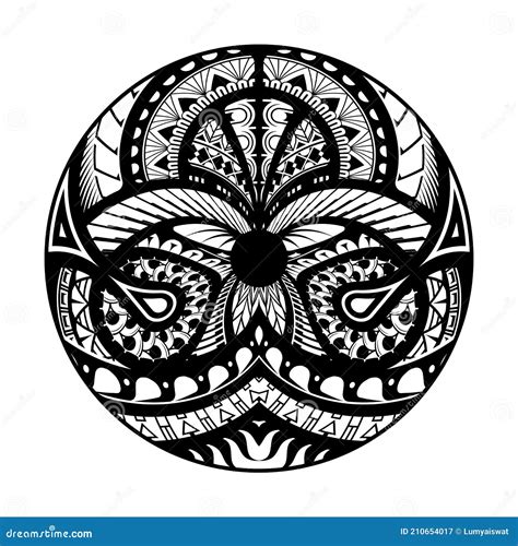 Maori Polynesian Ethnic Circle Tattoo Shape Stock Vector - Illustration