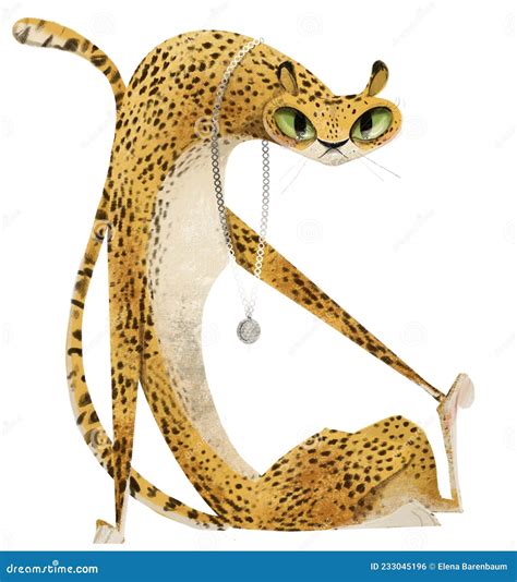 Glamorous Cheetah Character With Chain Around His Neck Stock