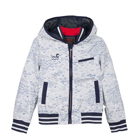 Catimini Boys Summer Pattern Jacket Zip Up With Hood Cl41034 18 Navy