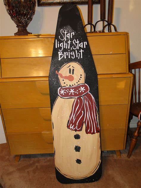 Frosty Ironing Board Snowman Painting Christmas Wood Crafts Tole