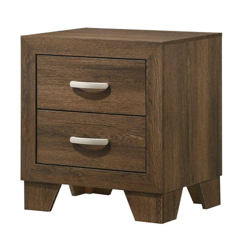 Benjara Transitional Style 2 Drawers Brown Wooden Nightstand With Metal