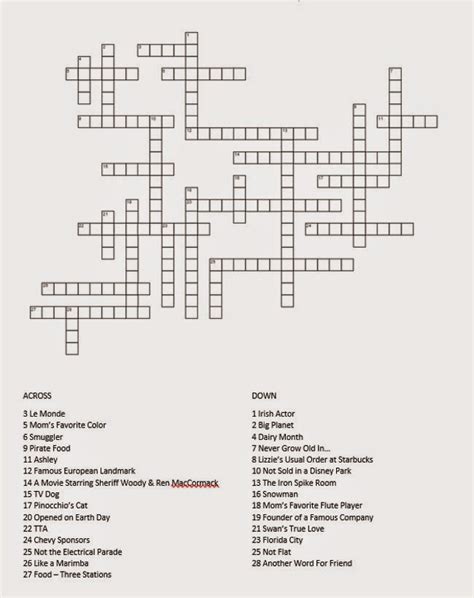 Disney Crossword Puzzles Printable Customize And Print