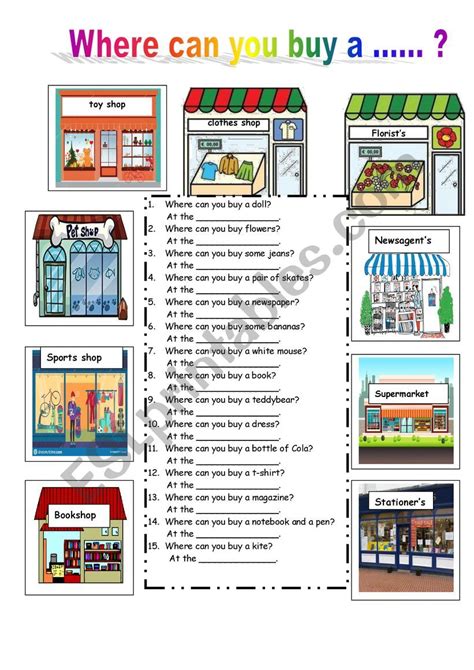 Shops Esl Worksheet By Adammed