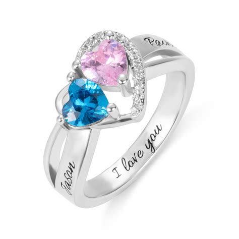Engraved Heart Birthstone Promise Ring Birthday T Getnamenecklace