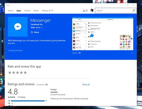 Facebook Messenger for Windows 10 PC now live in the Windows Store ...