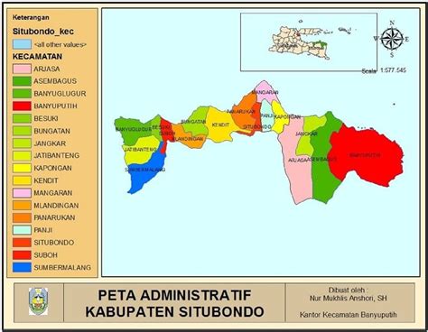Gambar peta Kabupaten Situbondo, Provinsi Jawa Timur ukuran besar HD